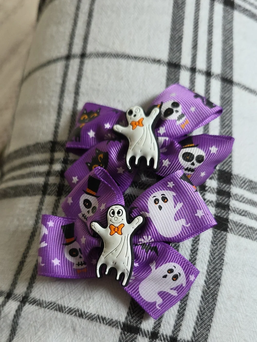 Purple Ghost Halloween Bow Hair Clips for Kids